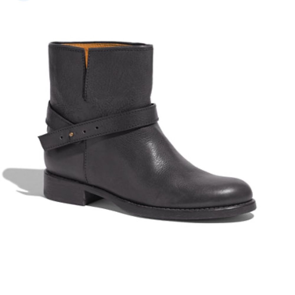Madewell The Biker Black Leather Slip-On Moto Grunge Biker Ankle Boots Size 7.5